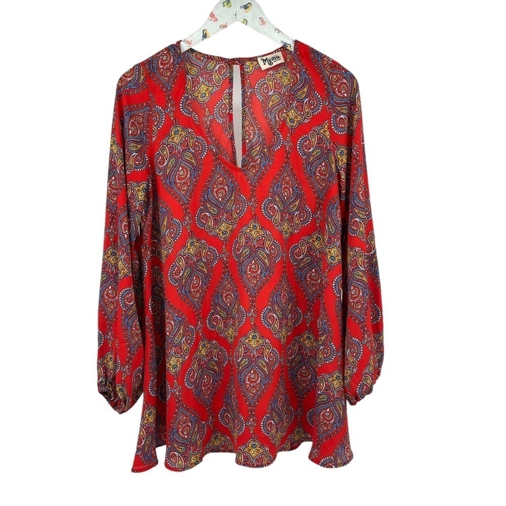 Show Me Your Mumu Size Medium Donna Michelle Red Paisley Tunic Top